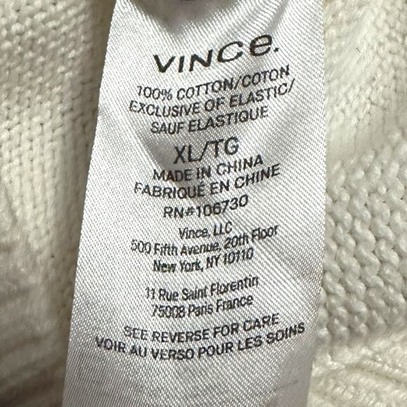 Vince Men's Off White Cable Knit Crewneck Cotton Sweater Size XL - Picture 6 of 10